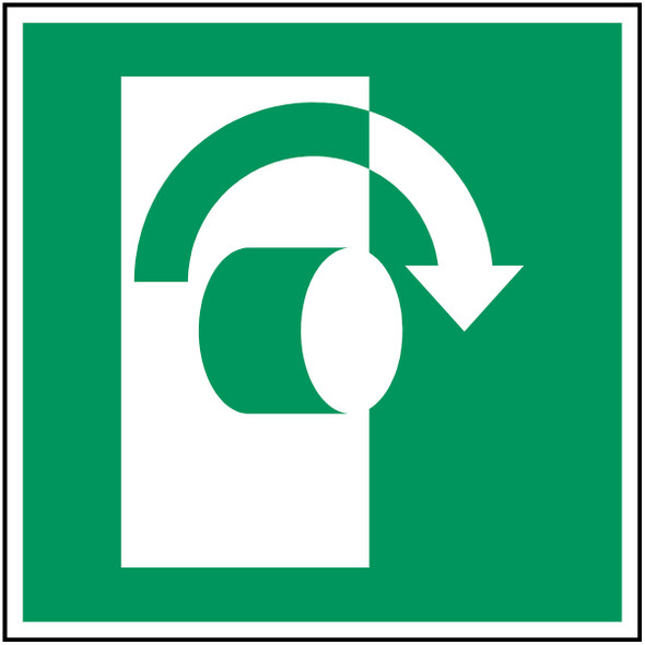 ISO Safety Sign - Turn clockwise to open