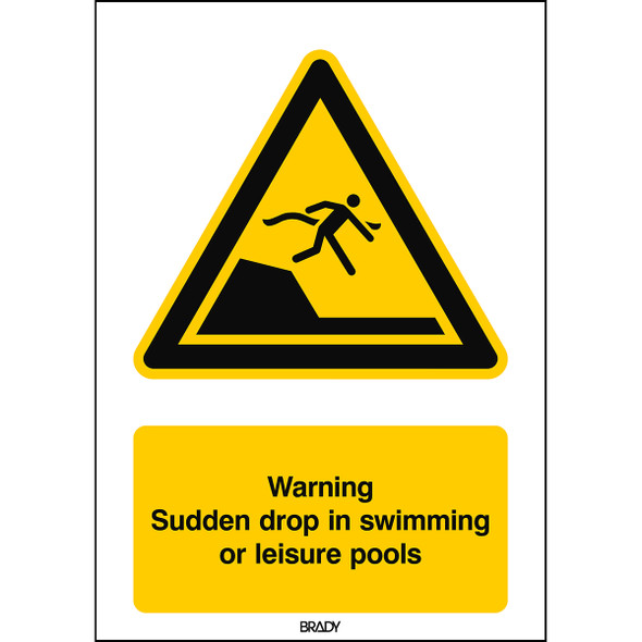 ISO Safety Sign - Warning Sudden drop in swimming or leisure pools