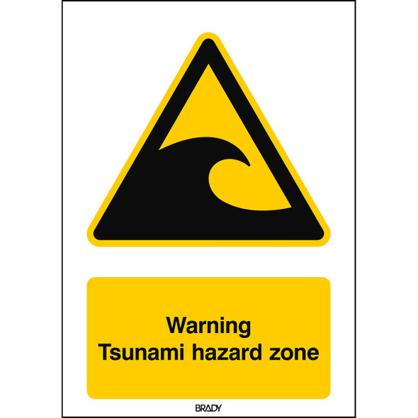 ISO Safety Sign - Warning Tsunami hazard zone