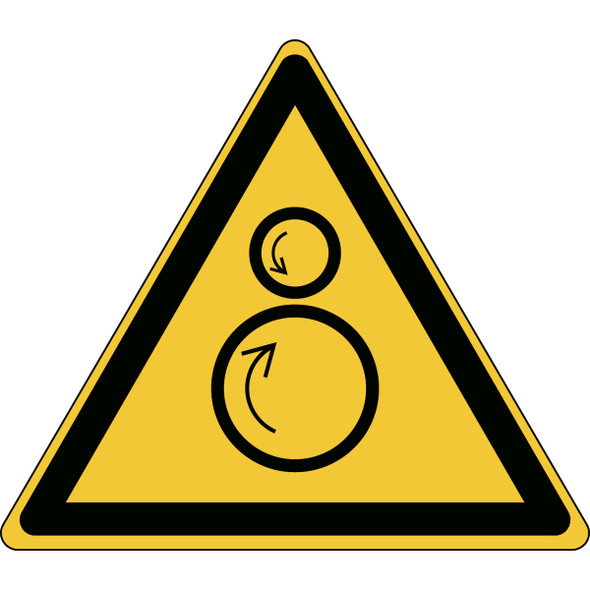 ISO Safety Sign - Warning: counter rotating rollers