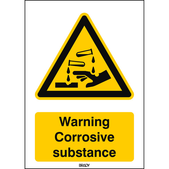 ISO Safety Sign - Warning; Corrosive substance