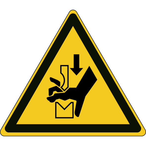 ISO Safety Sign - Warning; Hand crushing between press brake tool