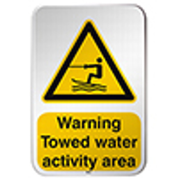 ISO Safety Sign - Warning; Towed water activity area