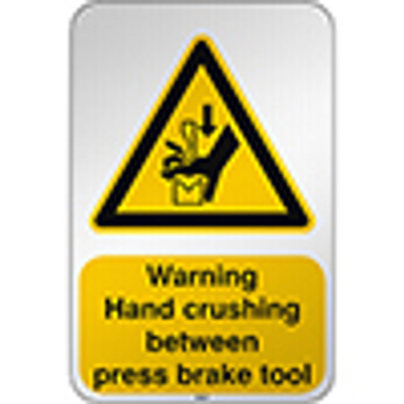 ISO Safety Sign Warning
 Hand crushing between press brake tool