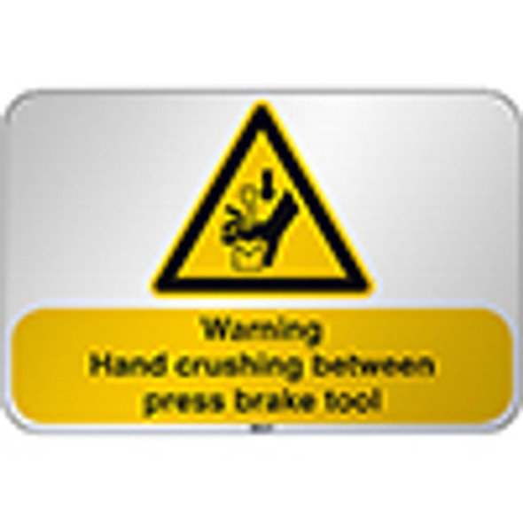 ISO Safety Sign Warning
 Hand crushing between press brake tool