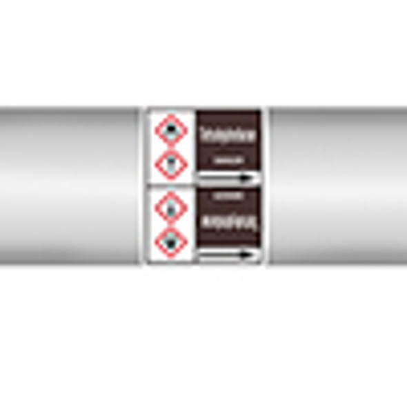 Roll form linerless Pipe Markers, with pictograms - Flammable/Non-Flammable Liquids/Oils - Tetrahydrofuran