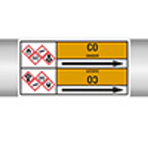 Roll form linerless Pipe Markers, with pictograms - Gas - CO
