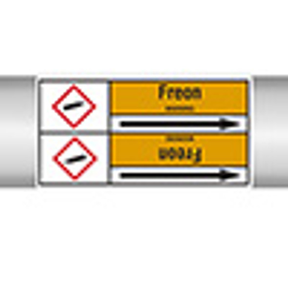 Roll form linerless Pipe Markers, with pictograms - Gas - Freon