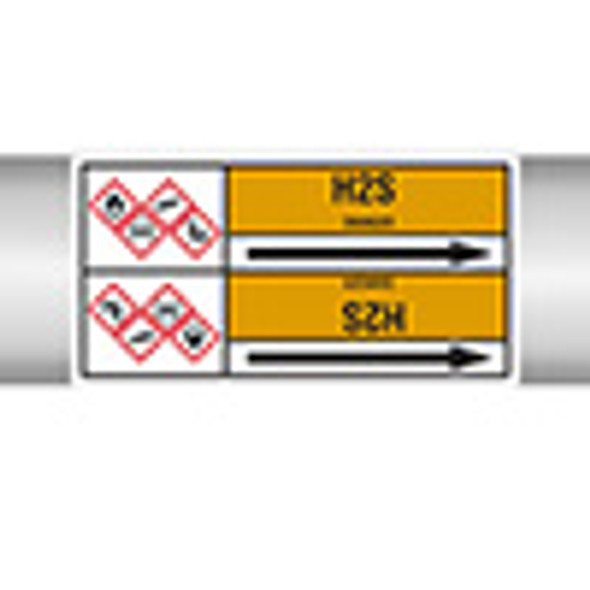 Roll form linerless Pipe Markers, with pictograms - Gas - H2S