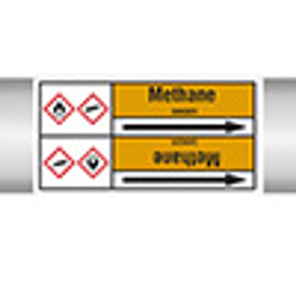 Roll form linerless Pipe Markers, with pictograms - Gas - Methane