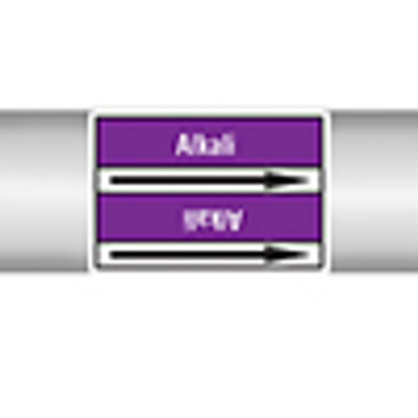 Roll form linerless Pipe Markers, without pictograms - Acids & Alkalis - Alkali