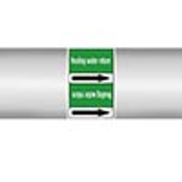 Roll form linerless Pipe Markers, without pictograms - Water - Heating water return