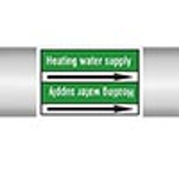 Roll form linerless Pipe Markers, without pictograms - Water - Heating water supply