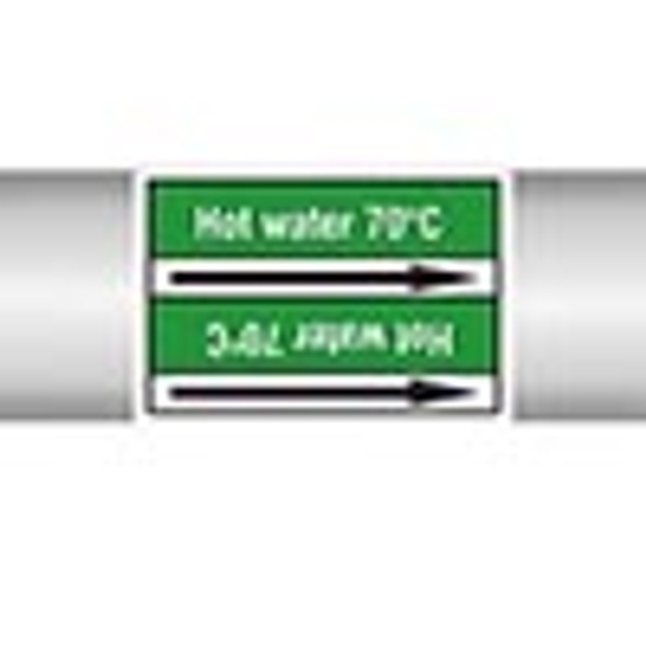 Roll form linerless Pipe Markers, without pictograms - Water - Hot water 70°C