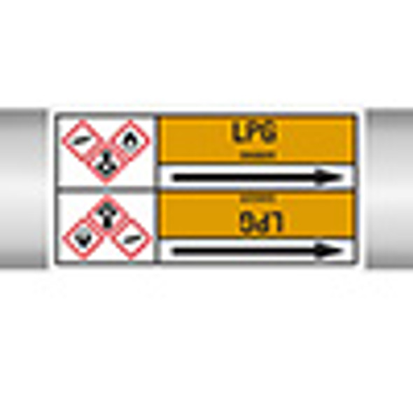 Roll form Pipe Markers with liner, with pictograms - Gas - LPG