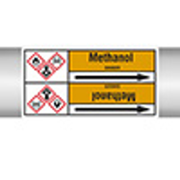 Roll form Pipe Markers with liner, with pictograms - Gas - Methanol