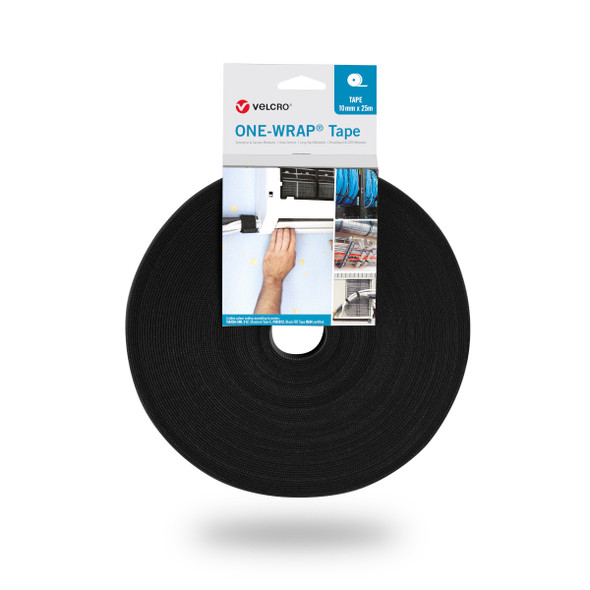 VELCRO® ONE-WRAP® tape 10mm x 25m black fire retardant