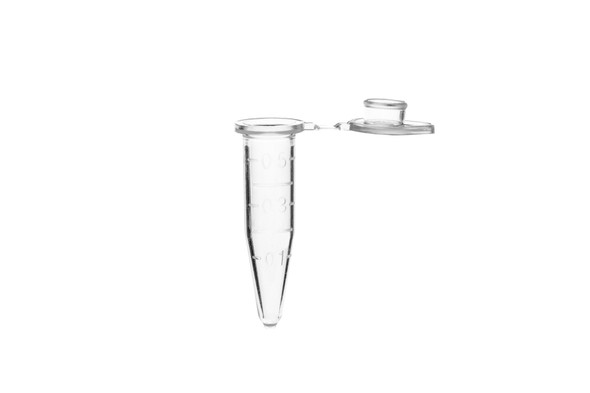 Microtube w/ cap, clear, 0.5ml, sterile, w/ self-standing bag, 500/pk