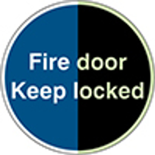 Glow-in-the-dark safety sign - Fire door keep locked