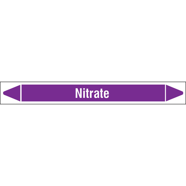 Individual linerless Pipe Markers on a Roll with die-cut arrowheads, without pictograms - Acids & Alkalis - Nitrate