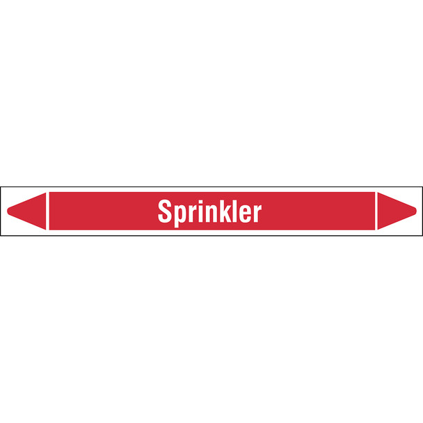 Individual linerless Pipe Markers on a Roll with die-cut arrowheads, without pictograms - Fire Fighting - Sprinkler