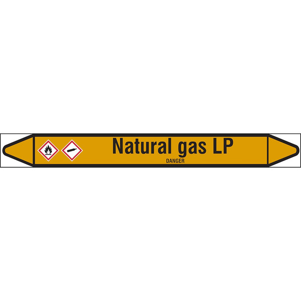 Individual linerless Pipe Markers on a Roll with die-cut arrowheads, without pictograms - Gas - Natural gas LP