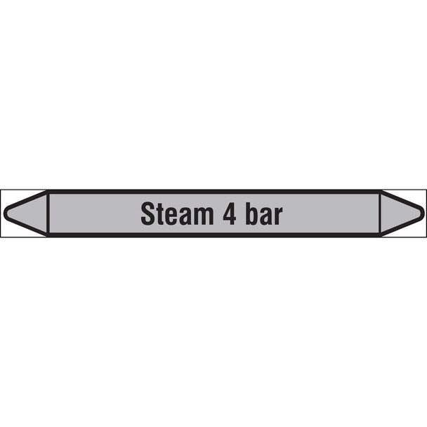 Individual linerless Pipe Markers on a Roll with die-cut arrowheads, without pictograms - Steam - Steam 4 bar