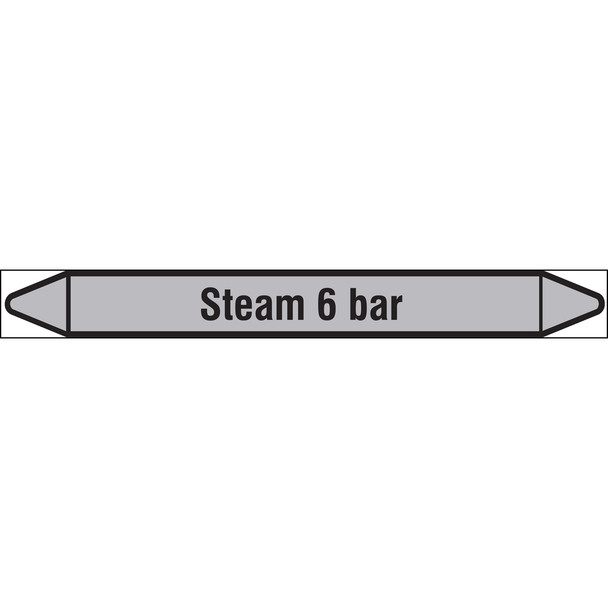 Individual linerless Pipe Markers on a Roll with die-cut arrowheads, without pictograms - Steam - Steam 6 bar