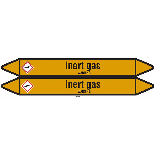 Individual Pipe Markers on a Card with die-cut arrowheads, with pictograms - Gas - Inert gas