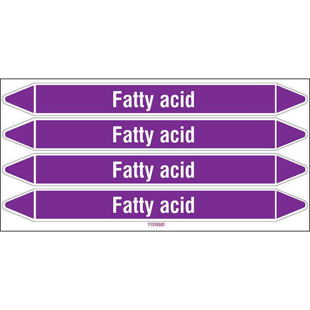 Individual Pipe Markers on a Card with die-cut arrowheads, without pictograms - Acids & Alkalis - Fatty acid