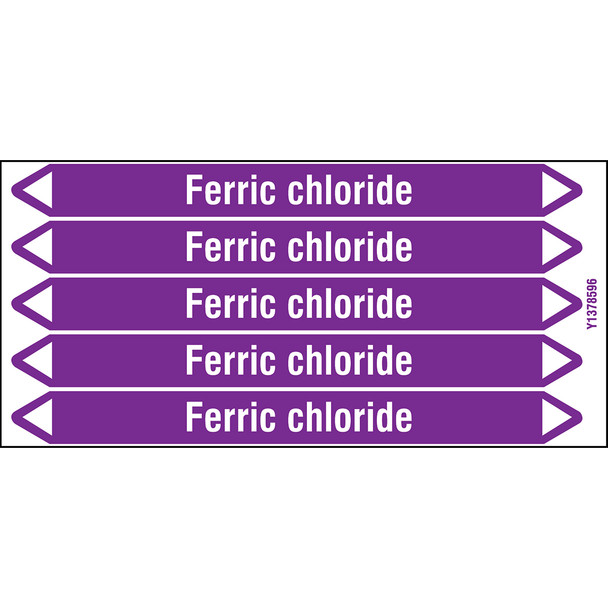 Individual Pipe Markers on a Card with die-cut arrowheads, without pictograms - Acids & Alkalis - Ferric chloride