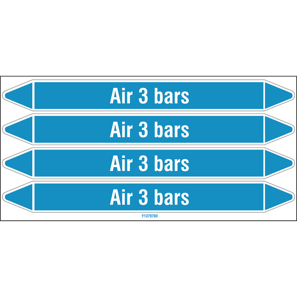 Individual Pipe Markers on a Card with die-cut arrowheads, without pictograms - Air - Air 3 bars