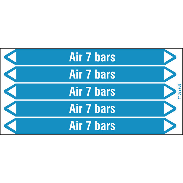 Individual Pipe Markers on a Card with die-cut arrowheads, without pictograms - Air - Air 7 bars