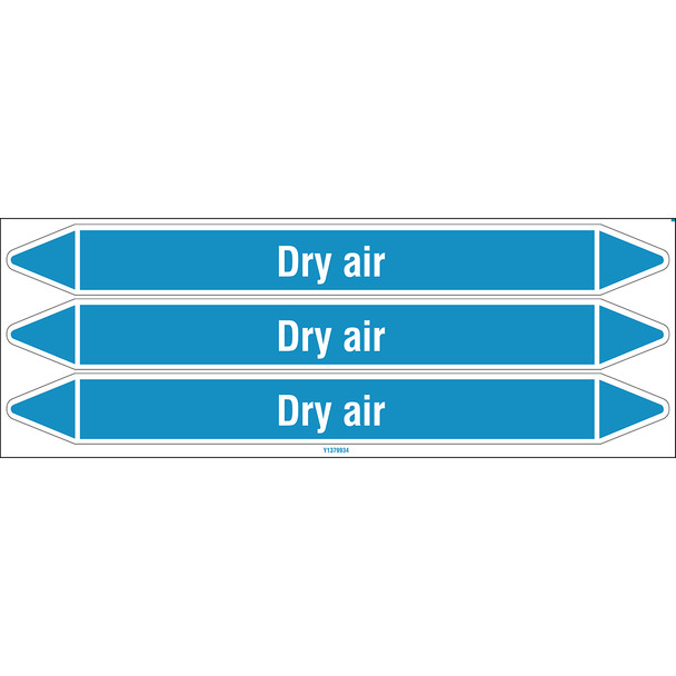 Individual Pipe Markers on a Card with die-cut arrowheads, without pictograms - Air - Dry air