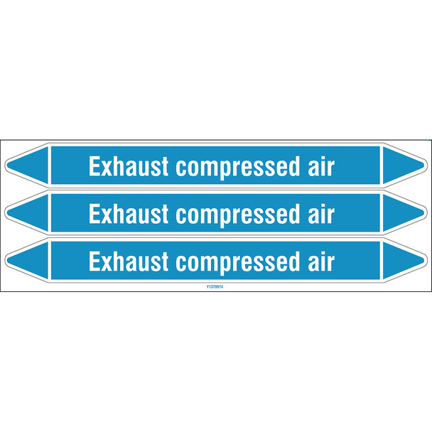 Individual Pipe Markers on a Card with die-cut arrowheads, without pictograms - Air - Exhaust compressed air