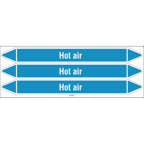 Individual Pipe Markers on a Card with die-cut arrowheads, without pictograms - Air - Hot air