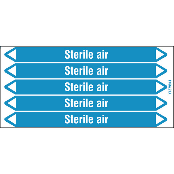 Individual Pipe Markers on a Card with die-cut arrowheads, without pictograms - Air - Sterile air