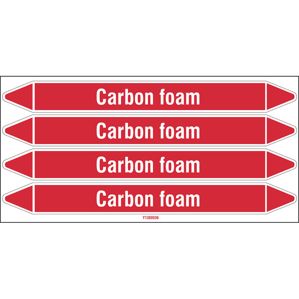 Individual Pipe Markers on a Card with die-cut arrowheads, without pictograms - Fire Fighting - Carbon foam