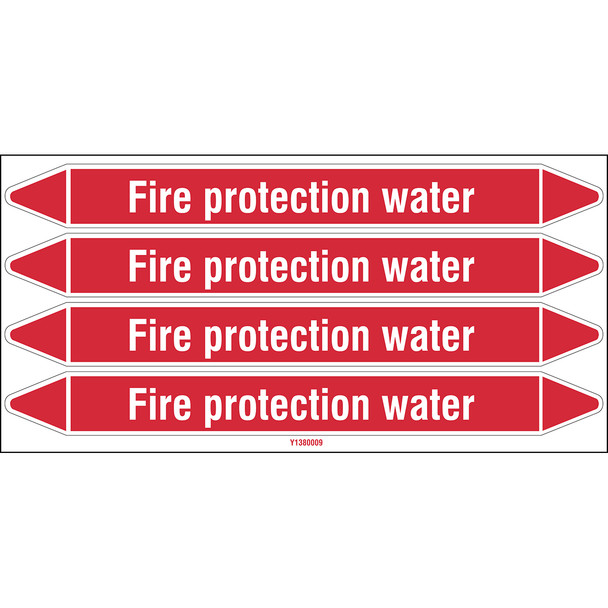 Individual Pipe Markers on a Card with die-cut arrowheads, without pictograms - Fire Fighting - Fire protection water