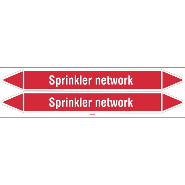 Individual Pipe Markers on a Card with die-cut arrowheads, without pictograms - Fire Fighting - Sprinkler network