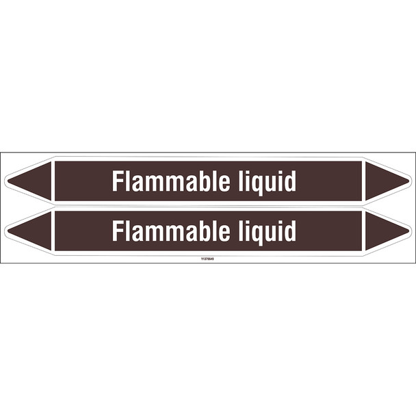 Individual Pipe Markers on a Card with die-cut arrowheads, without pictograms - Flammable/Non Flammable Liquids/Oils - Flammable liquid
