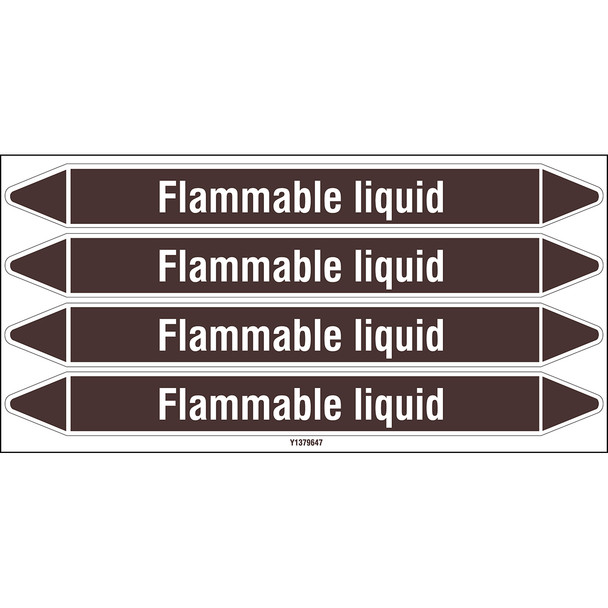 Individual Pipe Markers on a Card with die-cut arrowheads, without pictograms - Flammable/Non Flammable Liquids/Oils - Flammable liquid