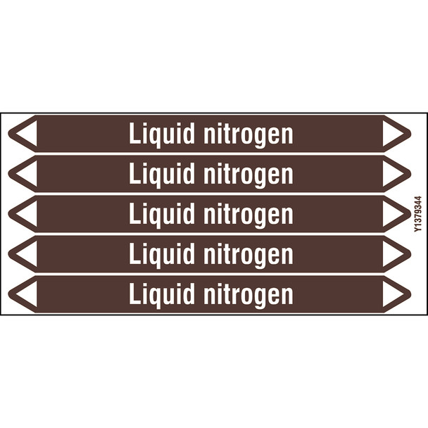 Individual Pipe Markers on a Card with die-cut arrowheads, without pictograms - Flammable/Non Flammable Liquids/Oils - Liquid nitrogen