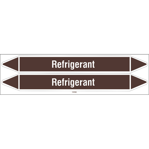 Individual Pipe Markers on a Card with die-cut arrowheads, without pictograms - Flammable/Non Flammable Liquids/Oils - Refrigerant