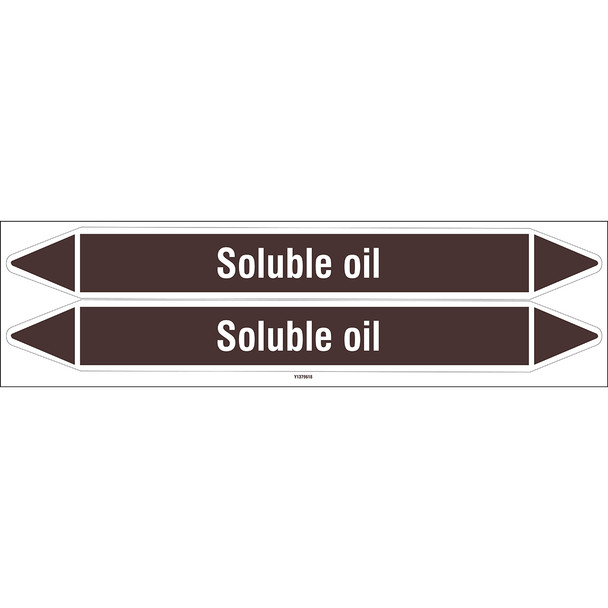 Individual Pipe Markers on a Card with die-cut arrowheads, without pictograms - Flammable/Non Flammable Liquids/Oils - Soluble oil