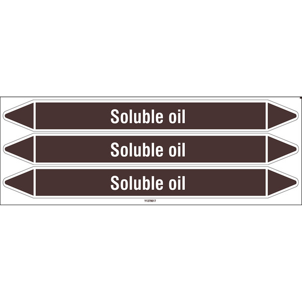 Individual Pipe Markers on a Card with die-cut arrowheads, without pictograms - Flammable/Non Flammable Liquids/Oils - Soluble oil