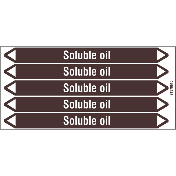 Individual Pipe Markers on a Card with die-cut arrowheads, without pictograms - Flammable/Non Flammable Liquids/Oils - Soluble oil