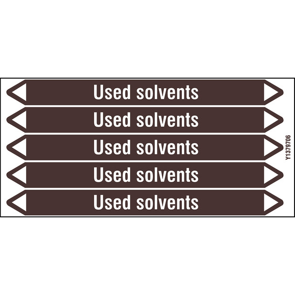 Individual Pipe Markers on a Card with die-cut arrowheads, without pictograms - Flammable/Non Flammable Liquids/Oils - Used solvents