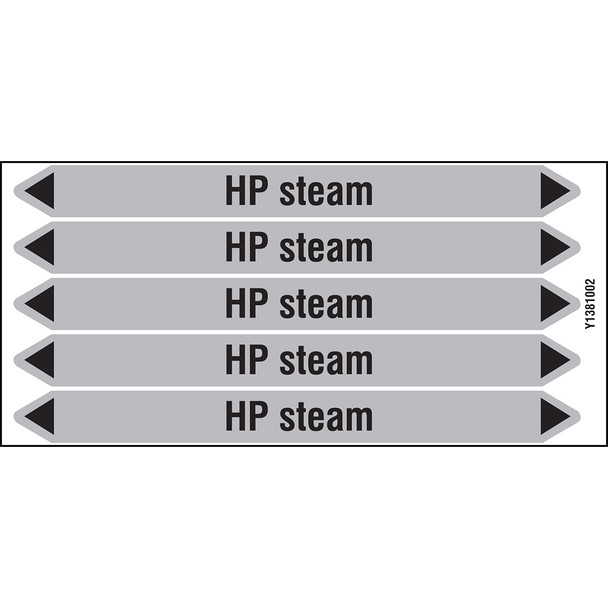 Individual Pipe Markers on a Card with die-cut arrowheads, without pictograms - Steam - HP steam