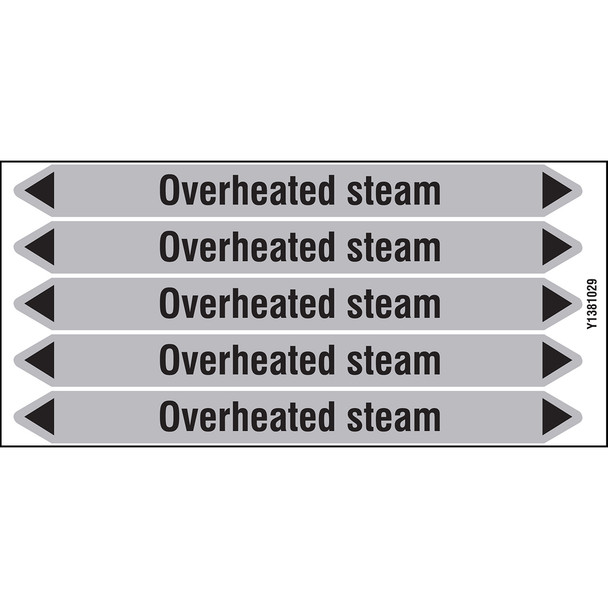 Individual Pipe Markers on a Card with die-cut arrowheads, without pictograms - Steam - Overheated steam